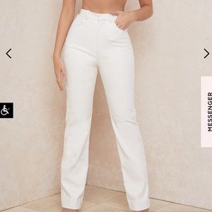 House of CB white stretchy vegan leather trousers